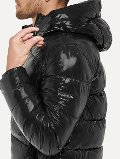 Jaqueta Calvin Klein Masculina Hoodie Matelassê Arm Logo Preta