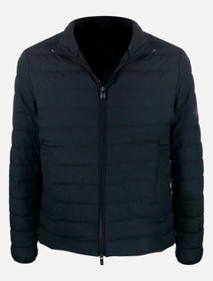 Jaqueta Empório Armani Masculina Matelassê Full-Zip Black Logo Azul Marinho
