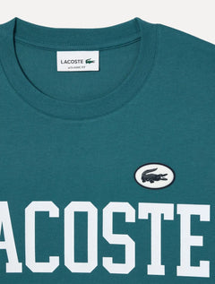 Camiseta Lacoste Masculina Jersey Print Logo Azul Turquesa