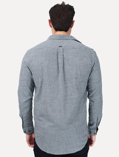 Camisa Aramis Masculina Regular Mini Xadrez Mescla Azul/Cinza