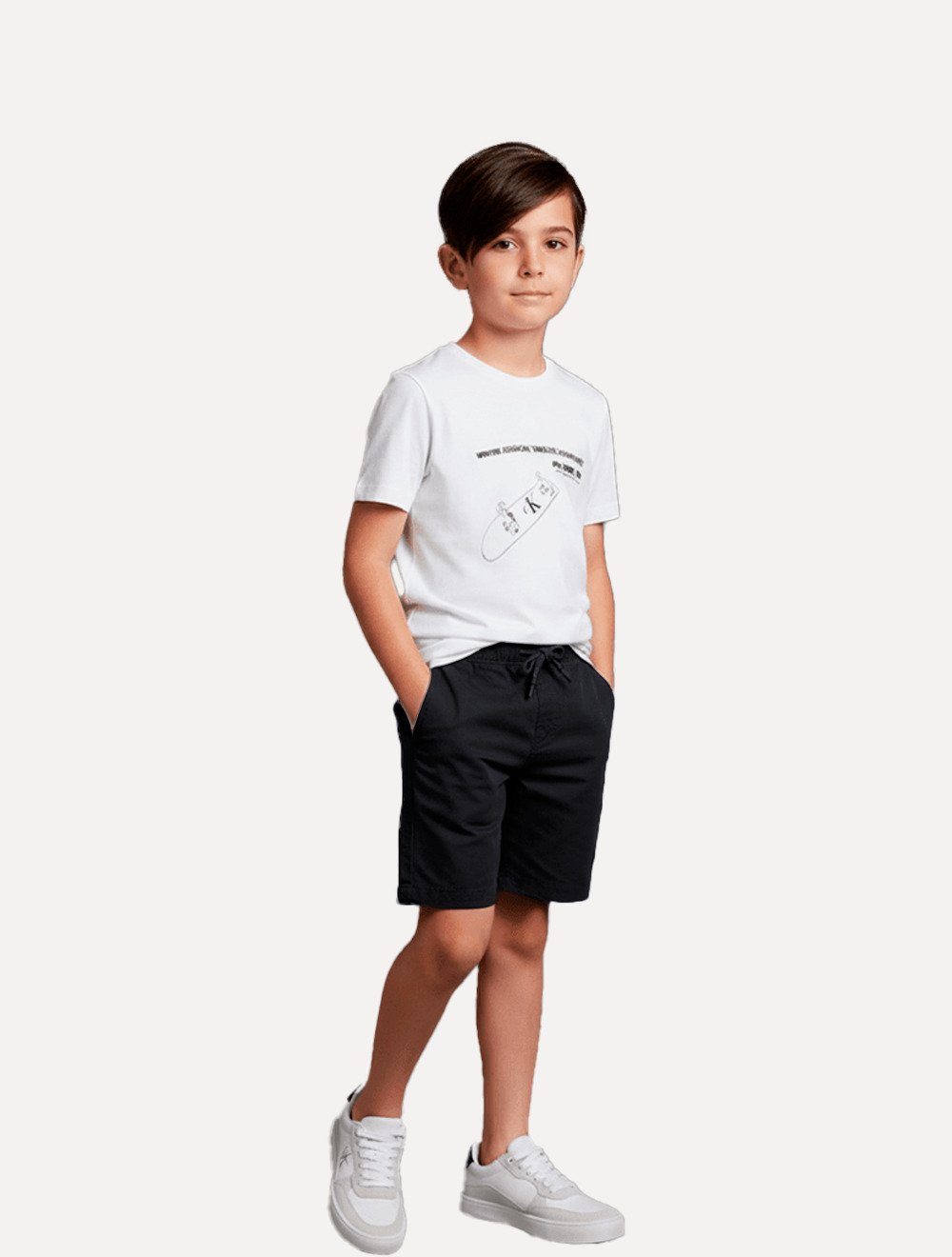 Bermuda Calvin Klein Infantil Color Curta Paper Azul Escuro