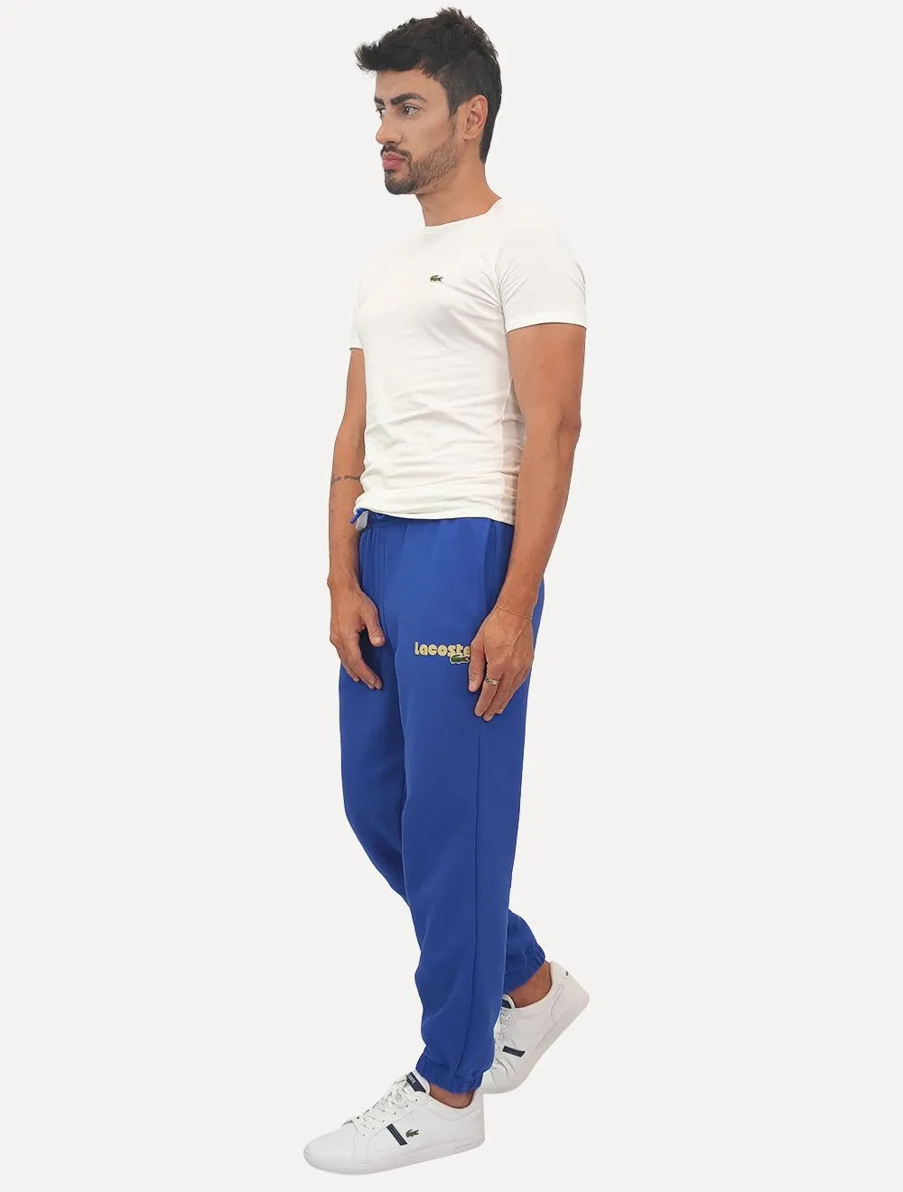 Calça Lacoste Masculina Moletom Jogger Print Logo Azul
