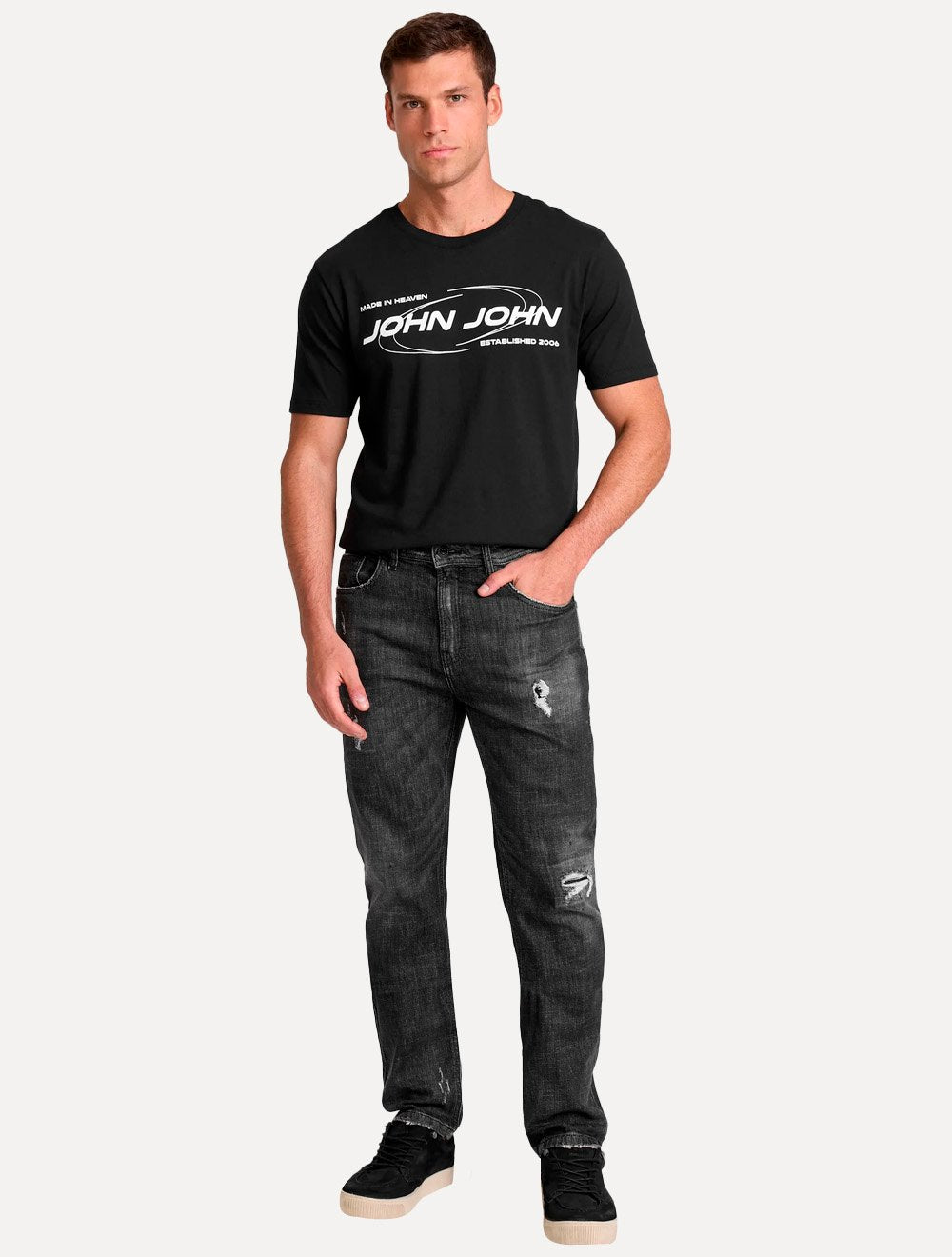 Camiseta John John Masculina Regular Fit Standout Preta
