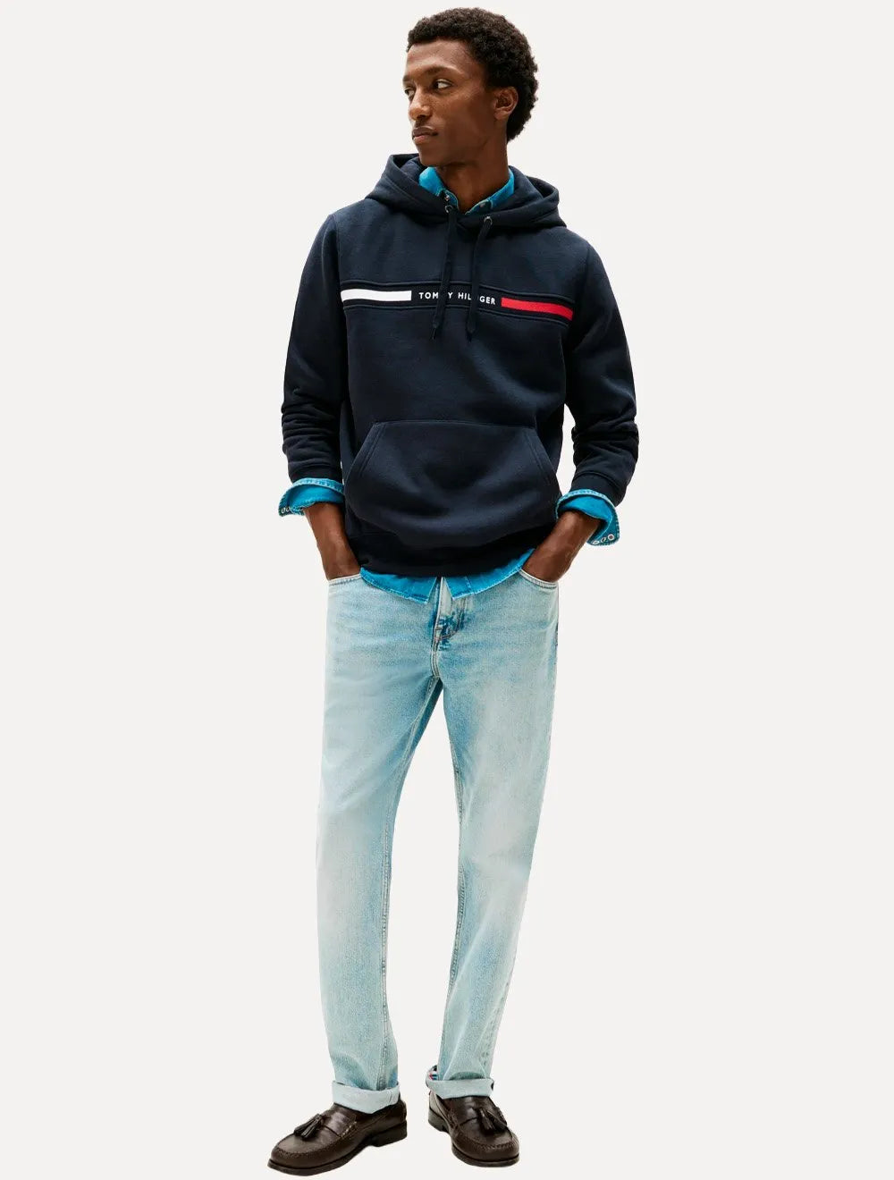 Moletom Tommy Hilfiger Masculino Chest Insert Hoodie Azul Marinho