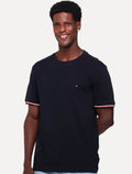 Camiseta Tommy Hilfiger Masculina Piquet Global Stripe Cuff Marinho