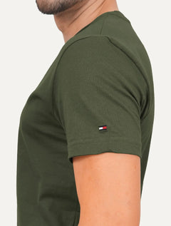 Camiseta Tommy Hilfiger Masculina Mid Embroidered Chest Verde Militar