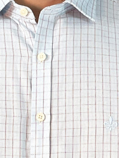 Camisa Dudalina Masculina Manga Curta Slim Confort Superfine Cotton Listrada Azul Claro