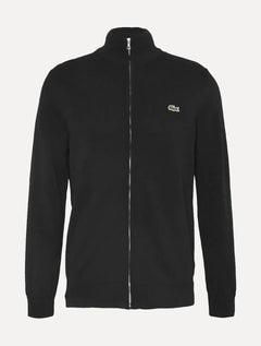 Suéter Lacoste Masculino Classic Zip Gola Alta Logo Preto