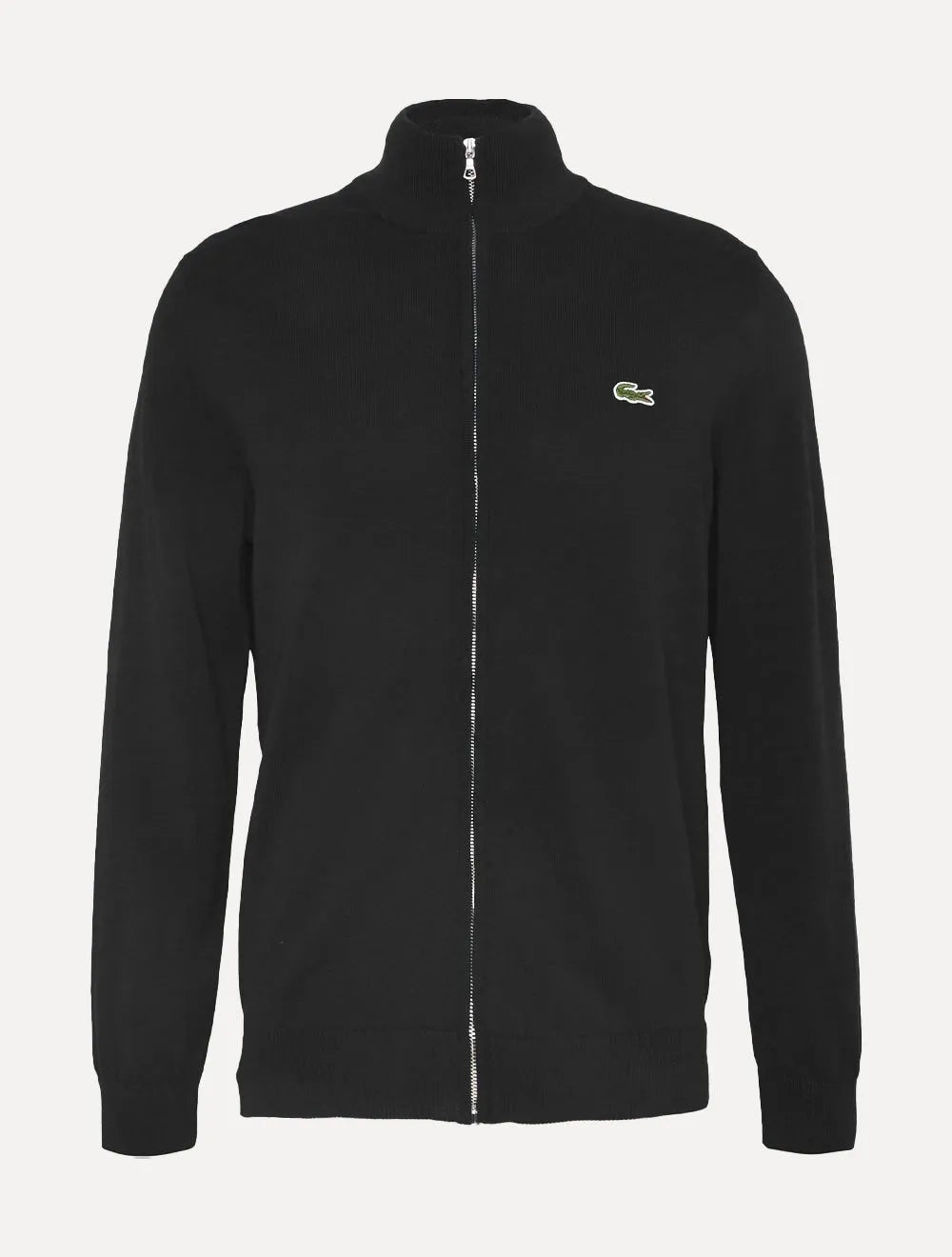 Suéter Lacoste Masculino Classic Zip Gola Alta Logo Preto