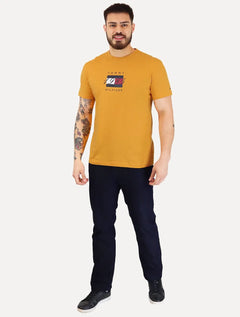 Camiseta Tommy Hilfiger Masculina Linear Flag Graphic Amarelo