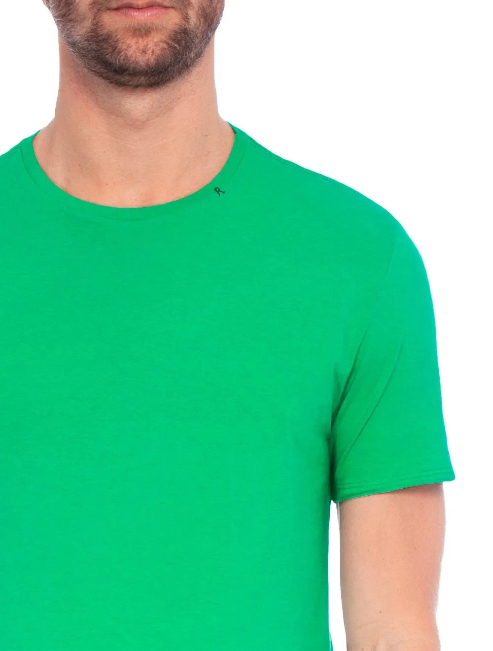 Camiseta Replay Masculina Basic Crewneck Logo Verde