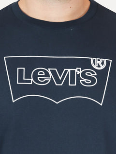 Camiseta Levis Masculina Relaxed Center Logo Stripe Azul Marinho
