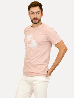 Camiseta Osklen Masculina Slim Stone Coconut Tree Rosa Claro