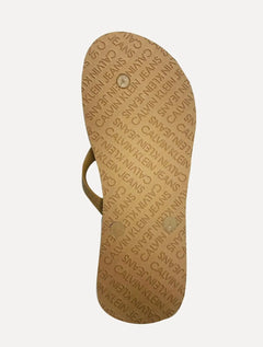 Chinelo Calvin Klein Jeans Logo Flow White Cáqui
