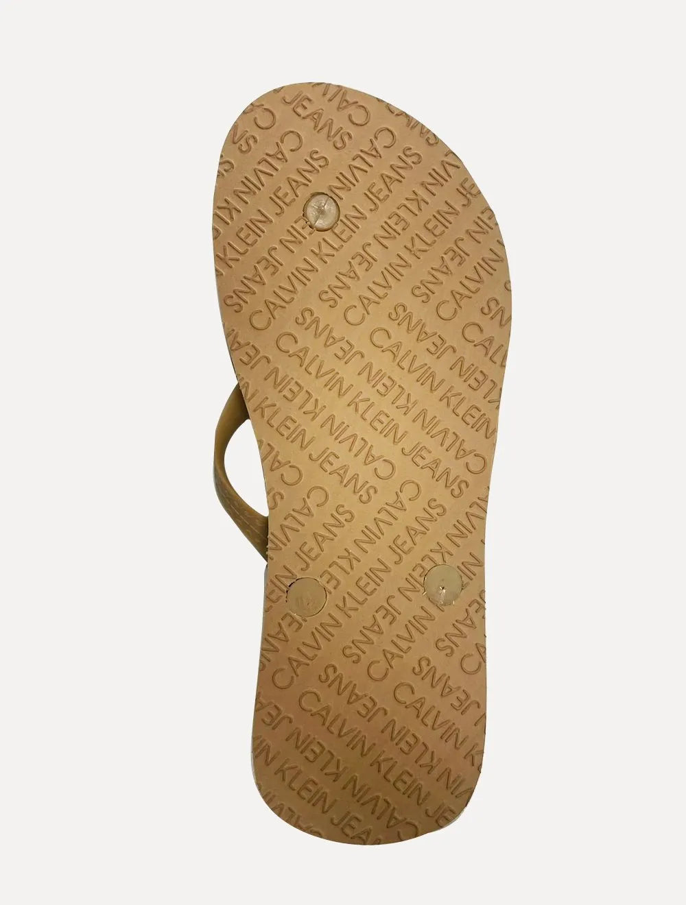 Chinelo Calvin Klein Jeans Logo Flow White Cáqui