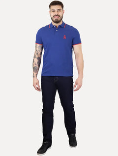 Polo Tommy Hilfiger Masculina Regular Holiday Crest Azul Royal