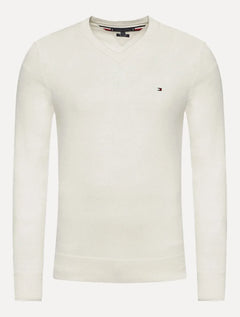 Suéter Tommy Hilfiger Masculino Signature V-Neck Off White