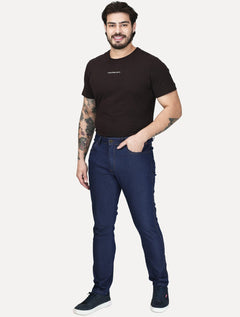 Calça Dudalina Jeans Slim Classica 5 Pockets Costura Clara Azul Escuro