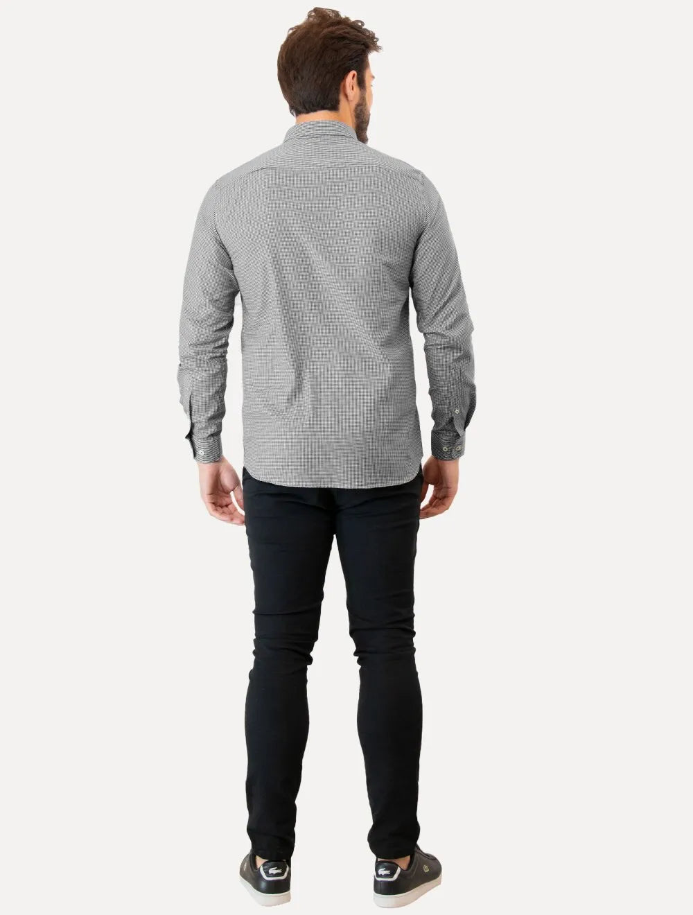 Camisa Dudalina Masculina Slim Superfine Cotton Vichy Preta