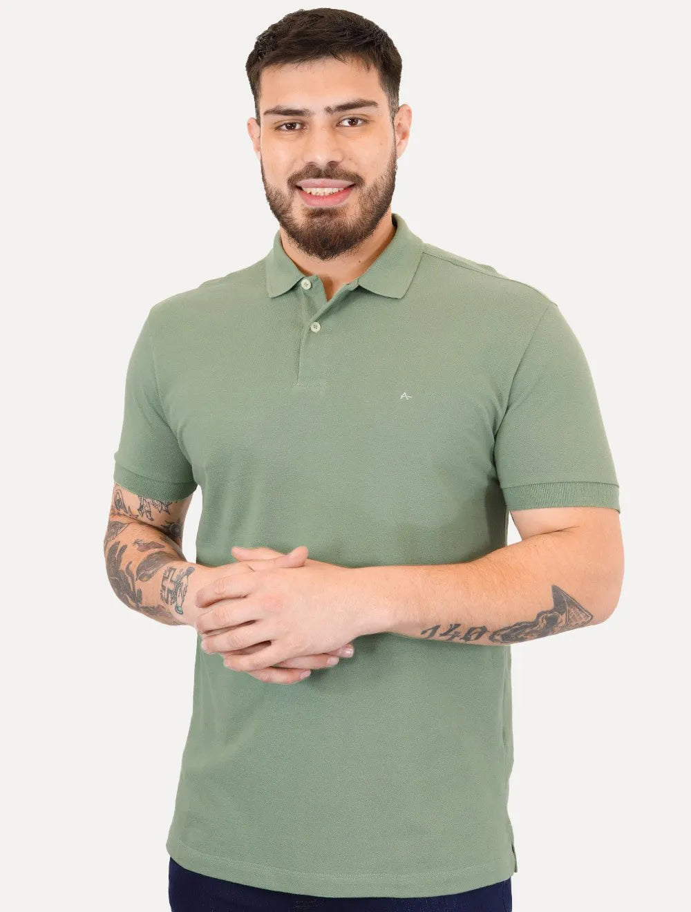 Polo Aramis Masculina Basic Piquet Mono Verde Menta