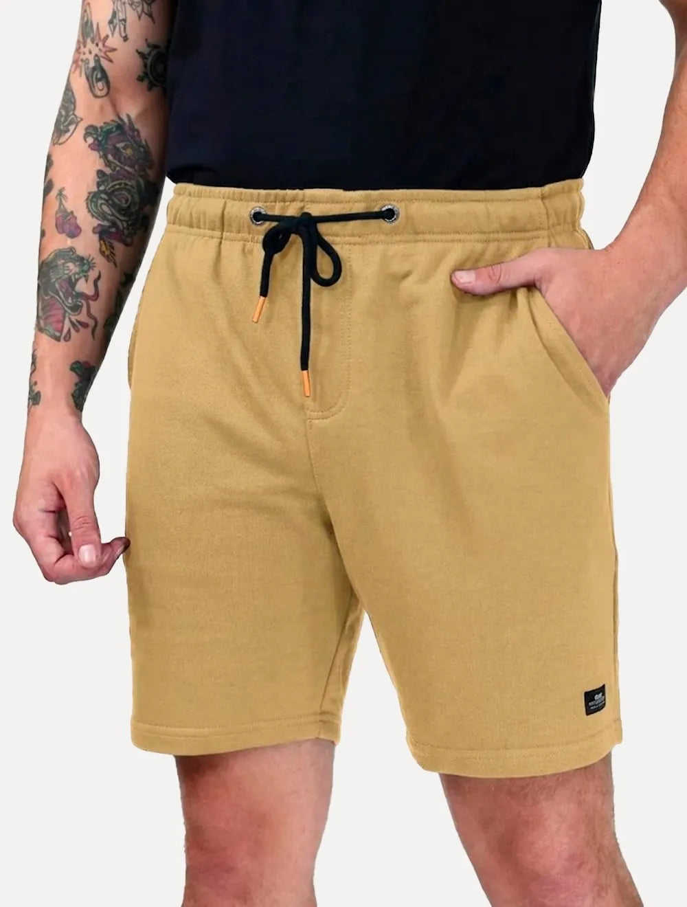 Bermuda King & Joe Jeans Masculina Moletom Slim Conforte Areia