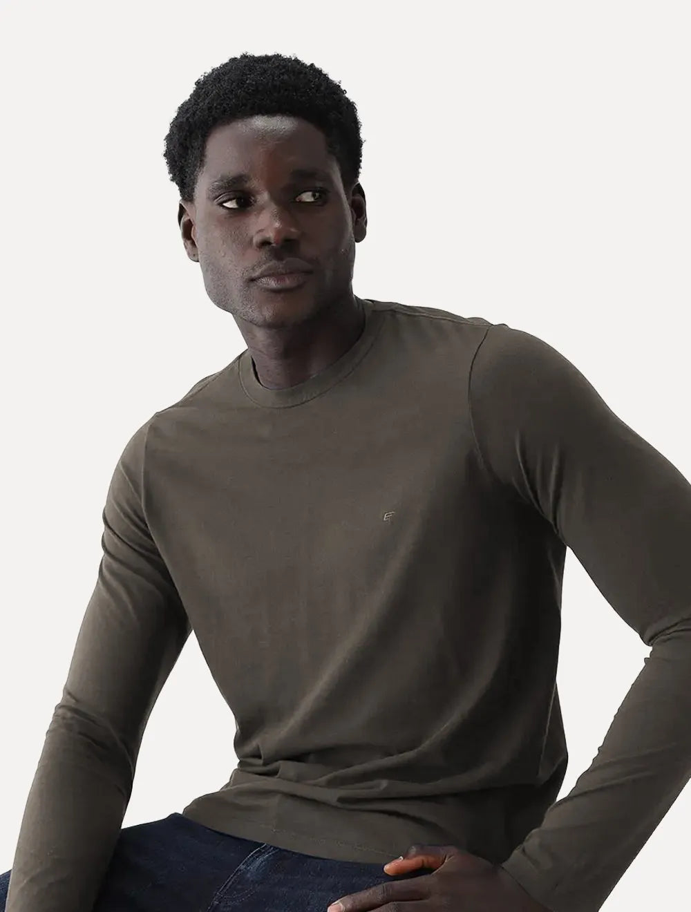 Camiseta Ellus Masculina Manga Longa Cotton Fine Easa Marrom Médio