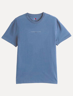 Camiseta Tommy Jeans Masculina Frontal Linear Logo Azul Claro