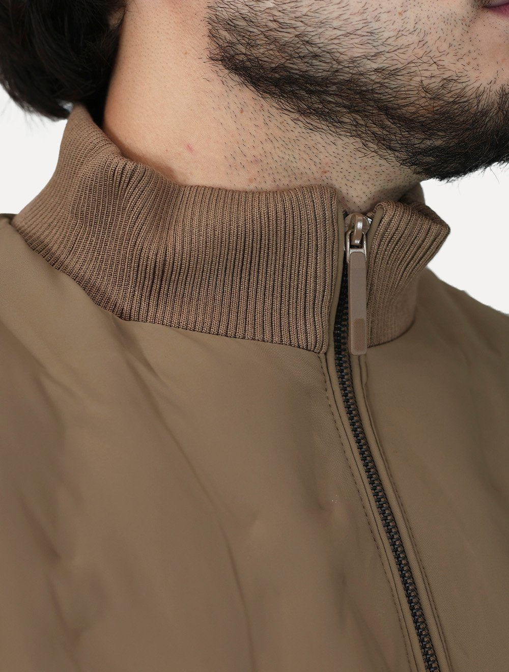 Jaqueta Dixen Masculina Nylon Manga Ribana Pocket Zip Cáqui