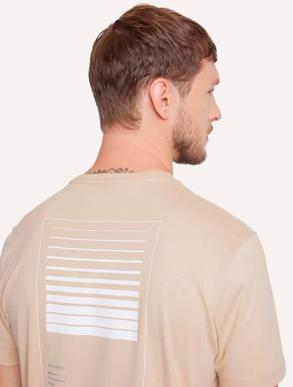 Camiseta Aramis Masculina Estampa Costas Gradiente Cáqui
