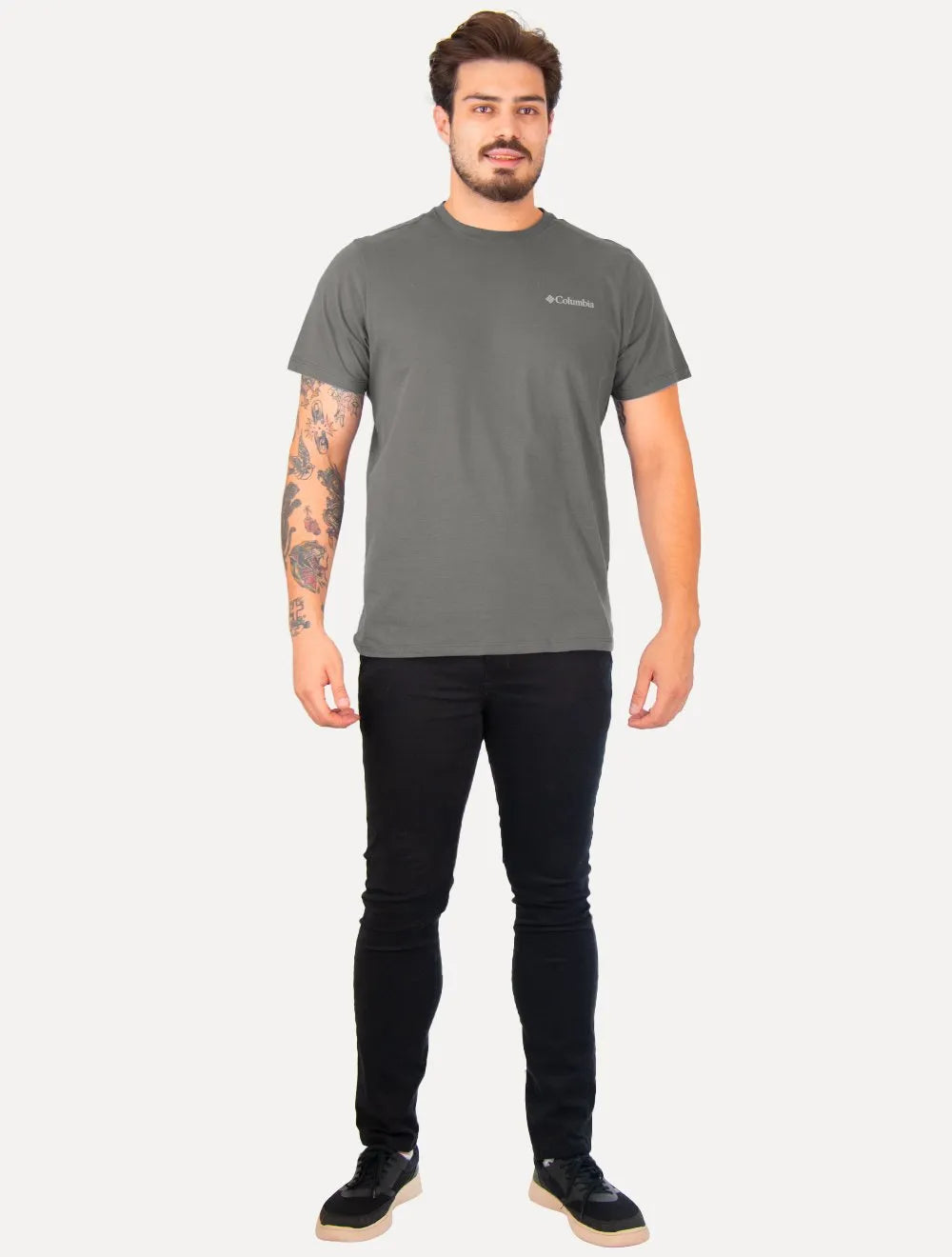 Camiseta Columbia Masculina Light Logo Cinza Escuro