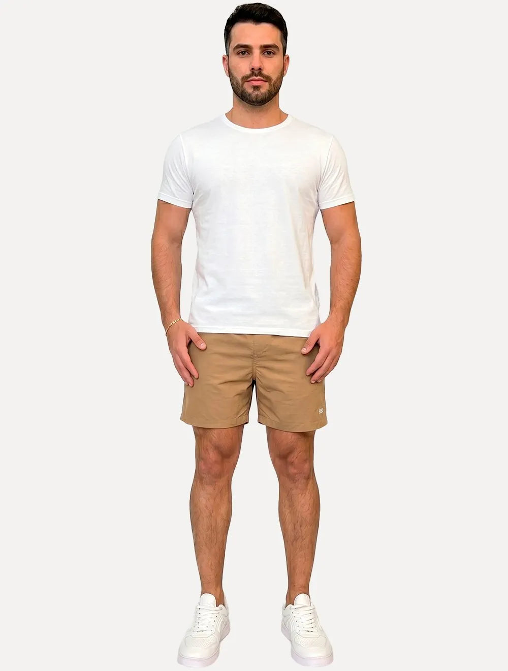 Short King & Joe Masculina Nylon Flex Ripstop Areia