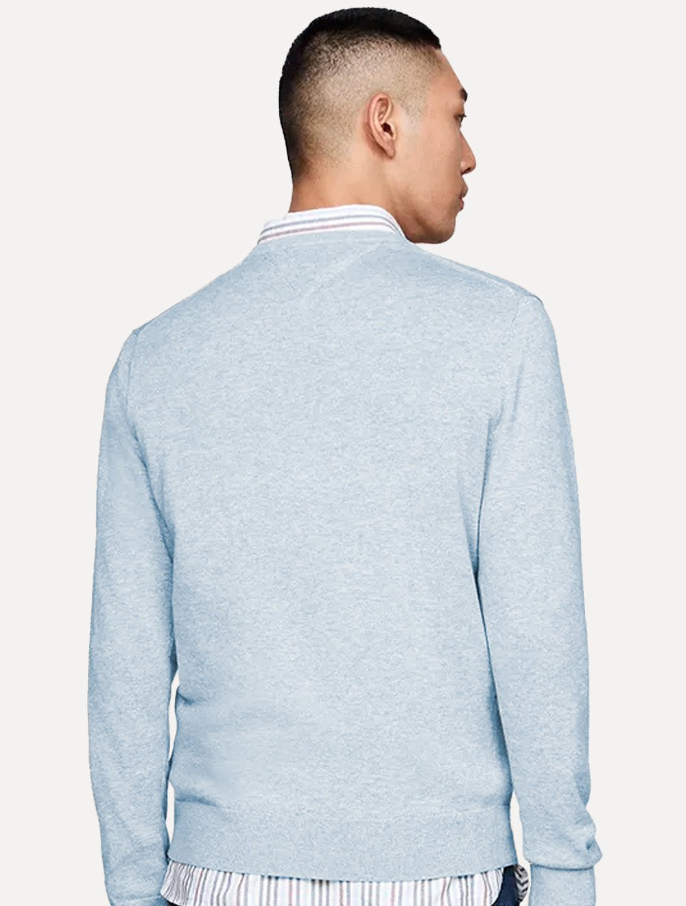 Suéter Tommy Hilfiger Masculino Signature V-Neck Azul Claro Mescla