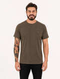 Camiseta Aramis Masculina Basic Lisa Mono Icon Cáqui Escuro