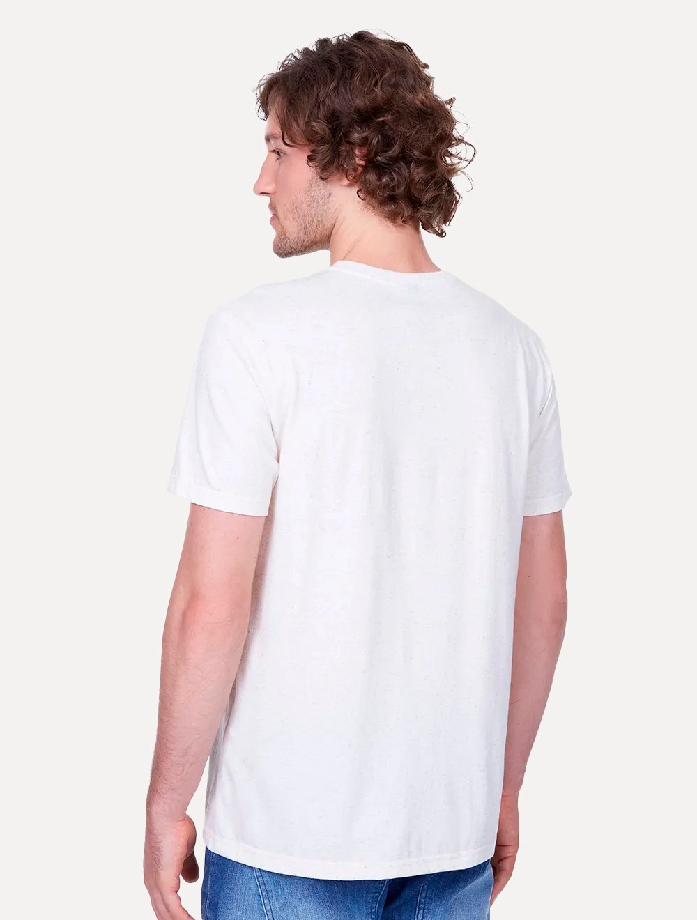 Camiseta John John Masculina Regular Flower Logo Mescla Off-White