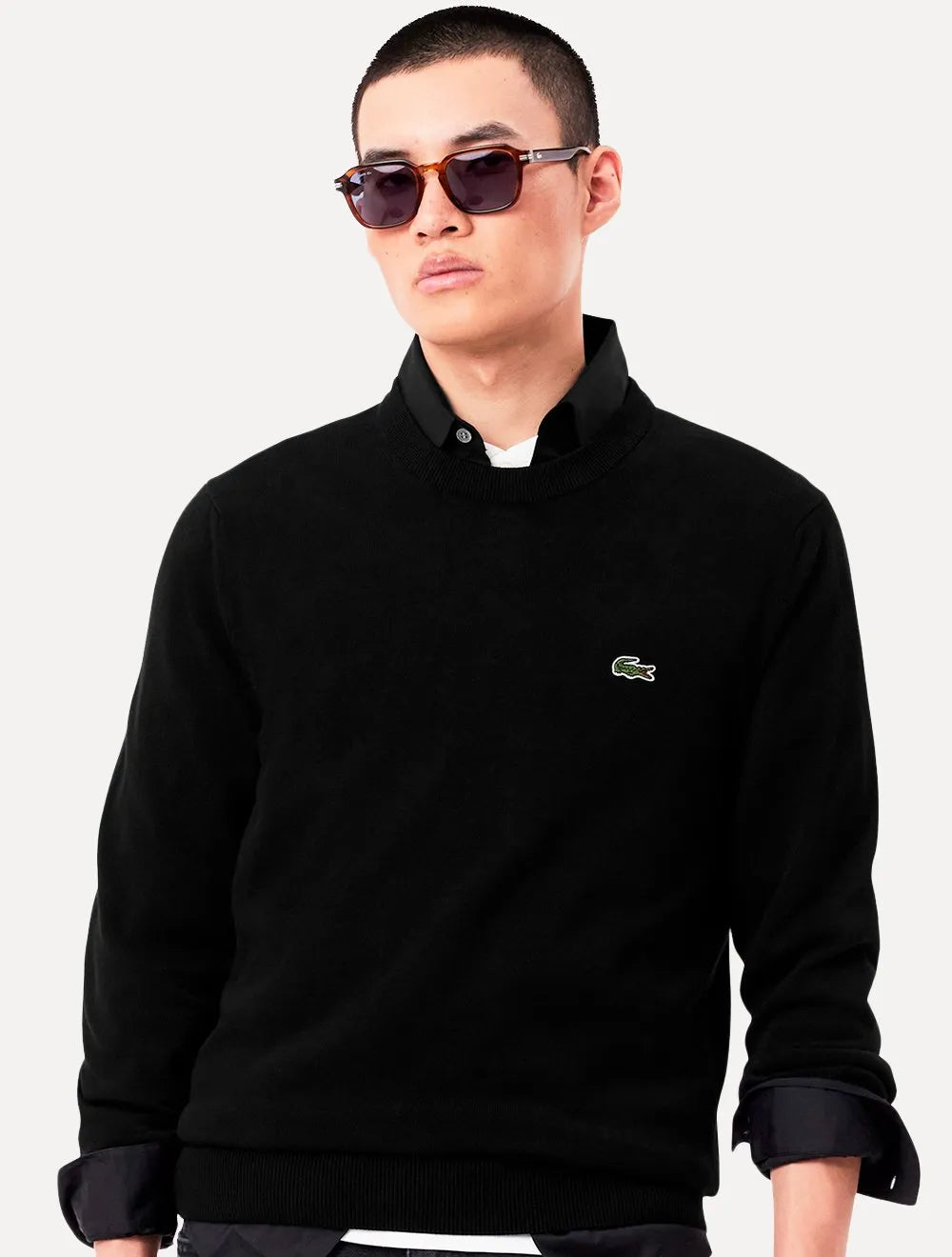 Suéter Lacoste Masculino Regular Fit Gola Redonda Logo Preto