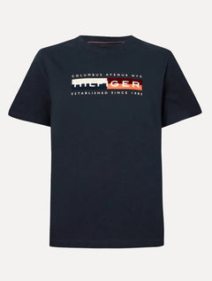 Camiseta Tommy Hilfiger Masculina Colour Block Graphic Azul Marinho