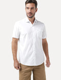 Camisa Aramis Masculina Manga Curta Tricoline Stretch Pocket Branca