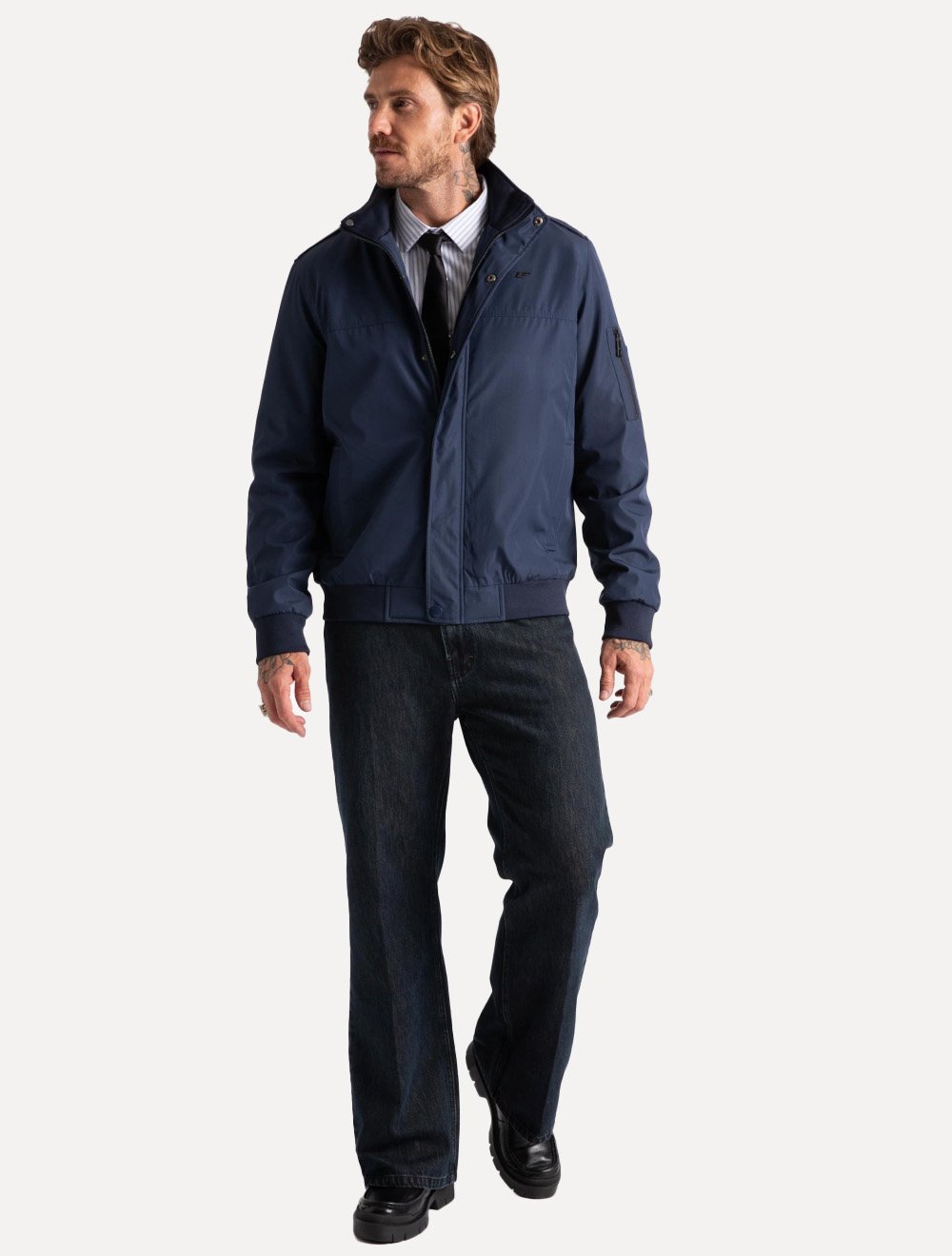 Jaqueta Ellus Masculina Nylon Padding Sport Bomber Azul Marinho