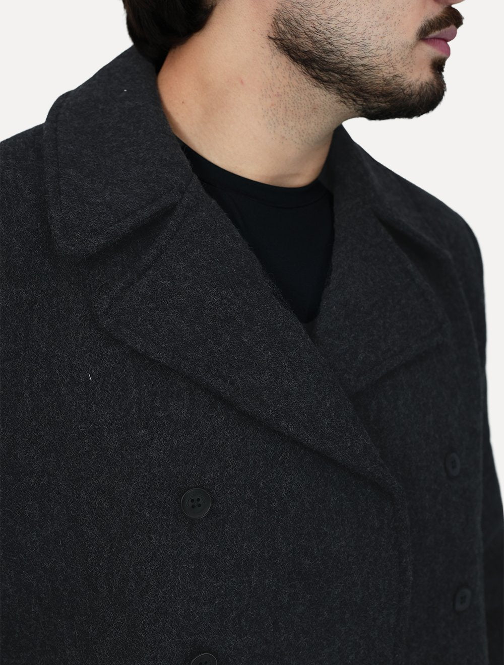 Casaco Calvin Klein Jeans Masculina Lã Liso Botões Preto