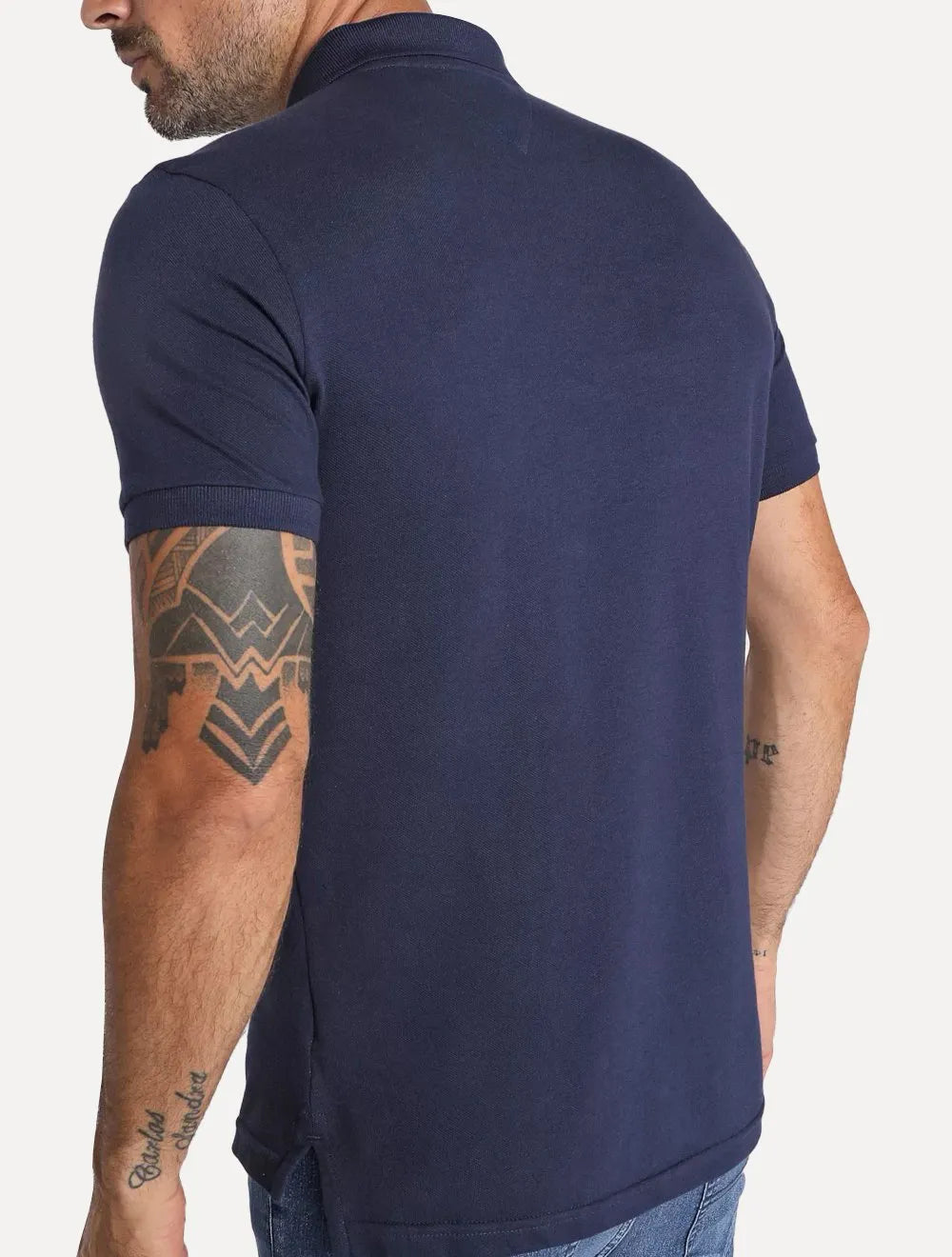 Polo Tommy Jeans Masculina Regular Original Fine Piquet Azul Marinho