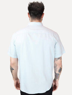 Camisa Levis Masculina Relaxed Oxford Authentic Button Down Manga Curta Azul Claro