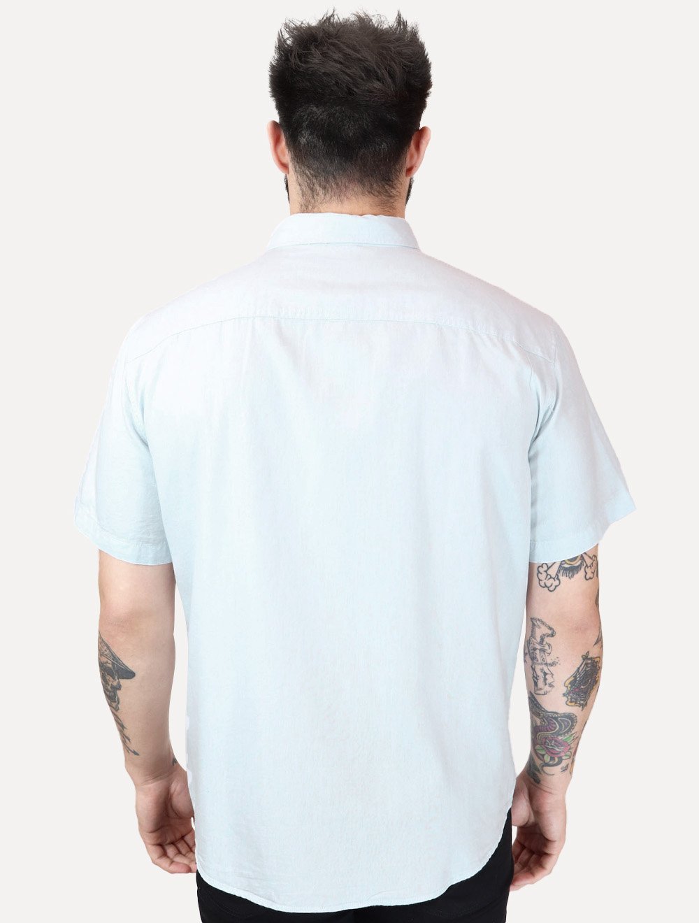 Camisa Levis Masculina Relaxed Oxford Authentic Button Down Manga Curta Azul Claro