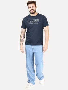 Camiseta Levis Masculina Relaxed Center Logo Stripe Azul Marinho