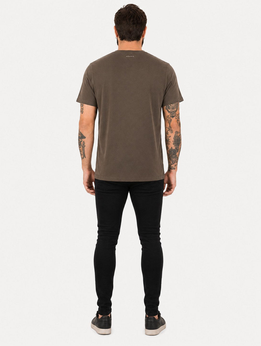Camiseta Aramis Masculina Basic Lisa Mono Icon Cáqui Escuro