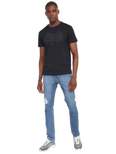 Camiseta Aramis Regular Geometric Relief Azul Marinho