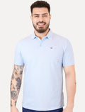 Polo Tommy Hilfiger Masculina Piquet Regular Placket Azul Claro