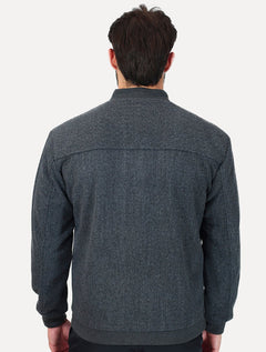 Jaqueta K&J Black Masculina Flanelada Bomber Cool Wool Cinza Escuro Mescla