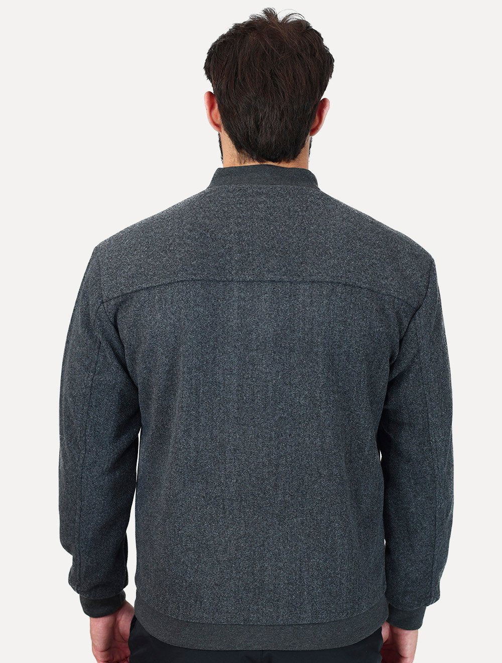 Jaqueta K&J Black Masculina Flanelada Bomber Cool Wool Cinza Escuro Mescla