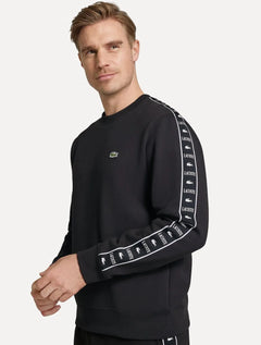 Moletom Lacoste Masculino C-Neck Jogger Logo Stripe Preto