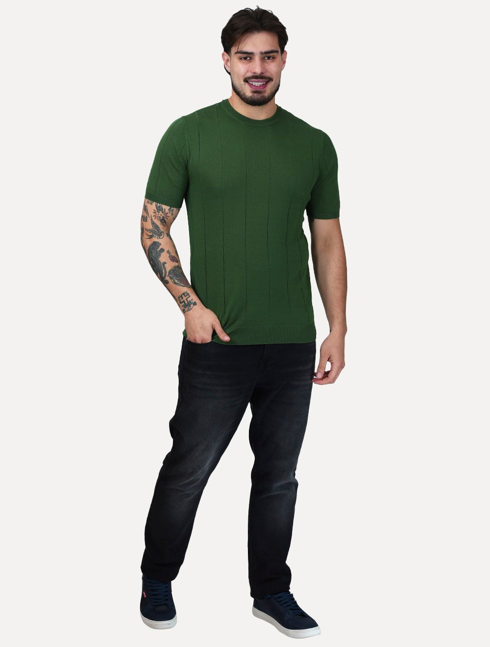 Camiseta Dixen Masculina Tricot Manga Curta Gola Careca Verde
